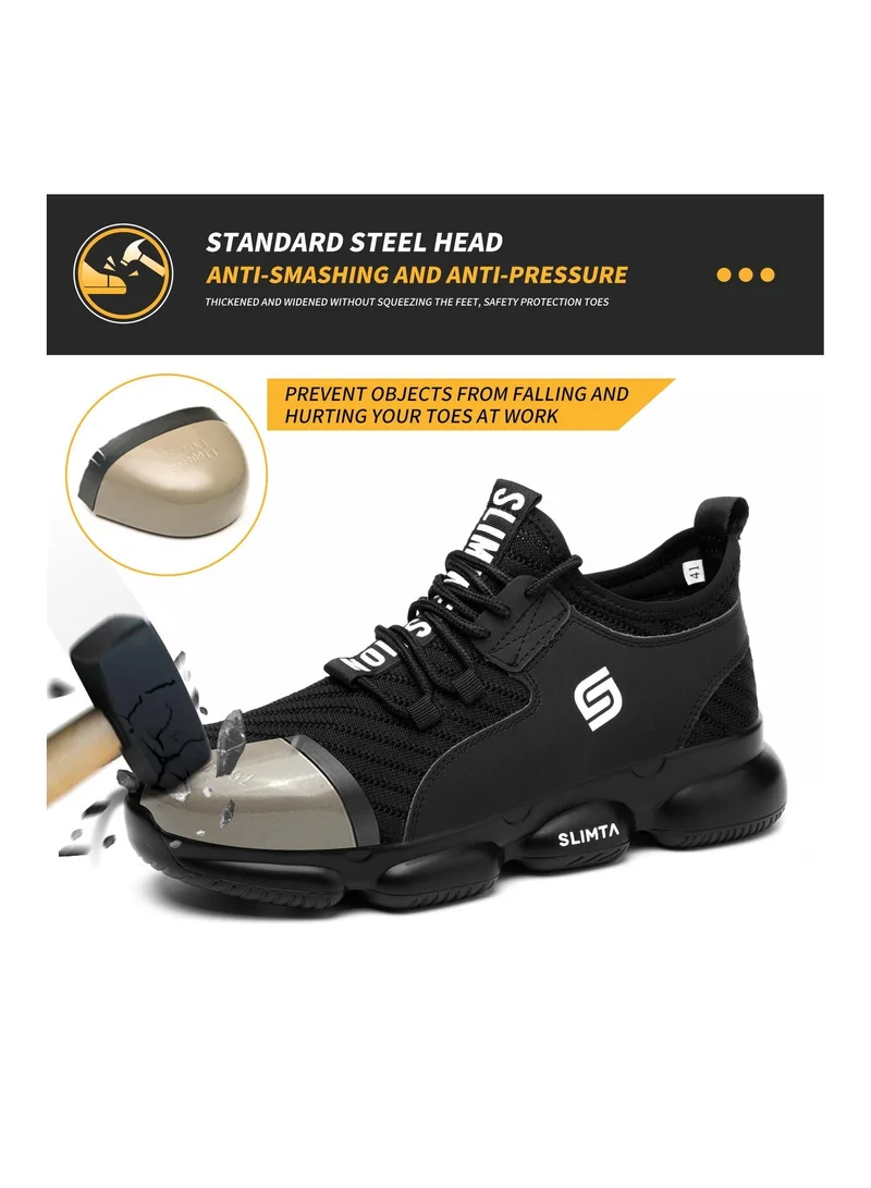 SLIMTA SLIMTA Men Women Safety Shoes Non-Slip Steel Toe Cap Trainers Mesh Breathable Lightweight Comfortable Puncture Proof Industrial Shoes